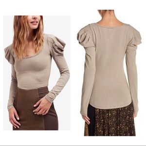 NWOT Free People Penelope Ruffle Tee Moss